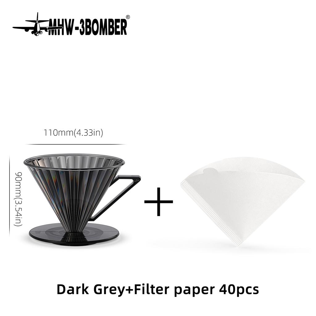MHW-3BOMBER Pour Over Coffee Dripper with Paper Filter 1-4 Cup Hand Brewing Coffee Tools Professional Home Kitchen Accessories