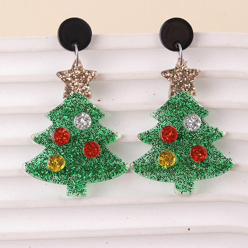 Акриловые серьги в виде свитера на Рождество, снежинки, Санта-Клаус, мультяшные серьги для женщин