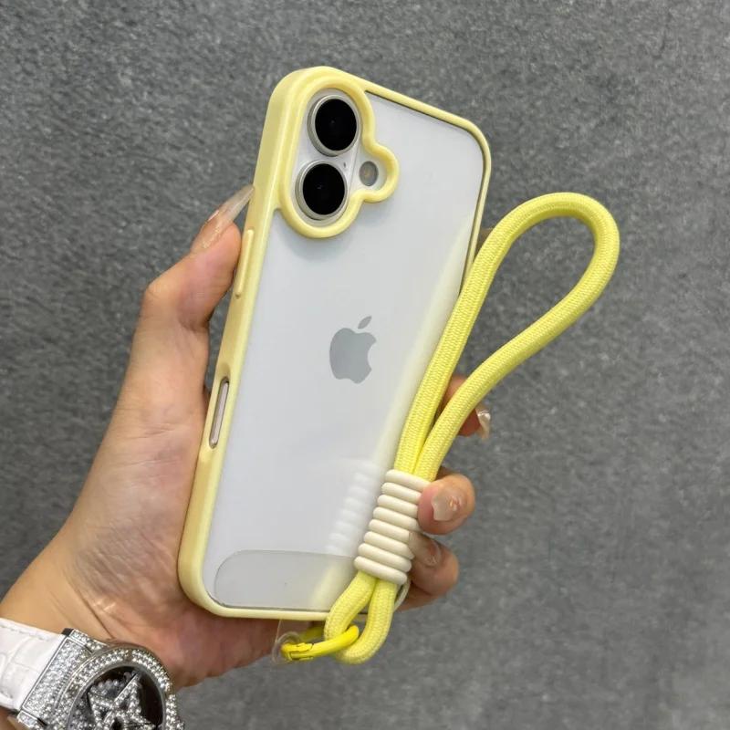 Роскошный чехол-бампер конфетного цвета со шнурком для iPhone 17 16 15 14 13 12 11 Pro Max Plus Прозрачная акриловая противоударная крышка