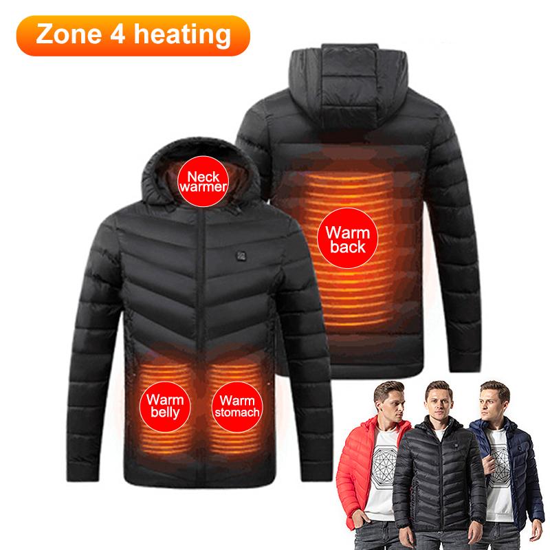 Электрический USB-отопление, мужская куртка с зимним термостатом, тканевое пальто с подогревом и капюшоном, теплое