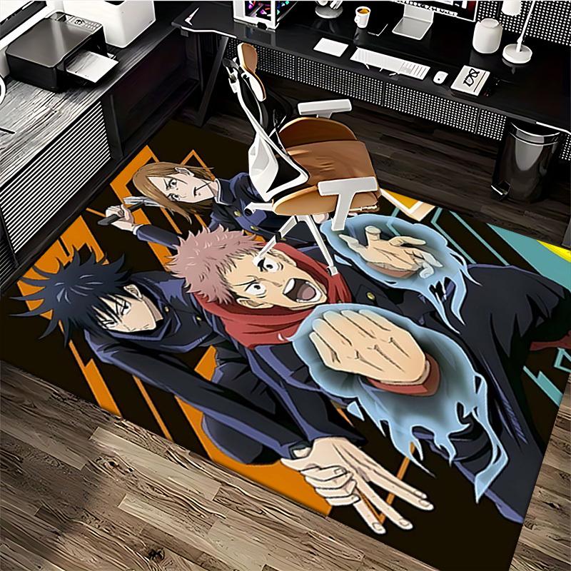 1pc Anime Cartoon Design Jujutsu Kaisen Chair Mat - Seasonal Gift for Office, Home Decor, Living Room, Bedroom, Game Room - Non-Slip Carpet Suitable f