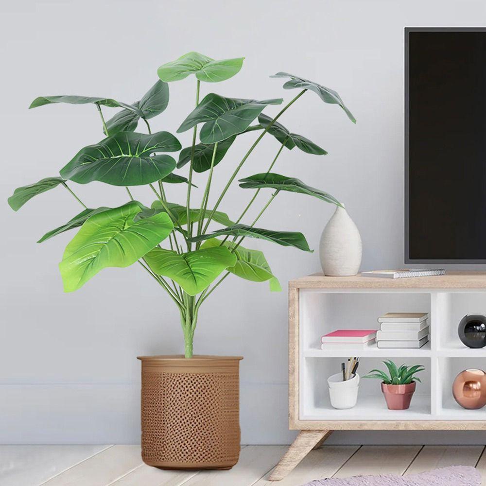 Palm Tree Artificial Plant Leaves Vibrant Green Lifelike Plant Tabletop Decoration