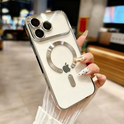 Модный магнитный мягкий чехол с покрытием для телефона Чехол Для iPhone 17 16 15 14 Plus 13 12 11 Pro Max Защитная крышка для камеры Для Magsafe