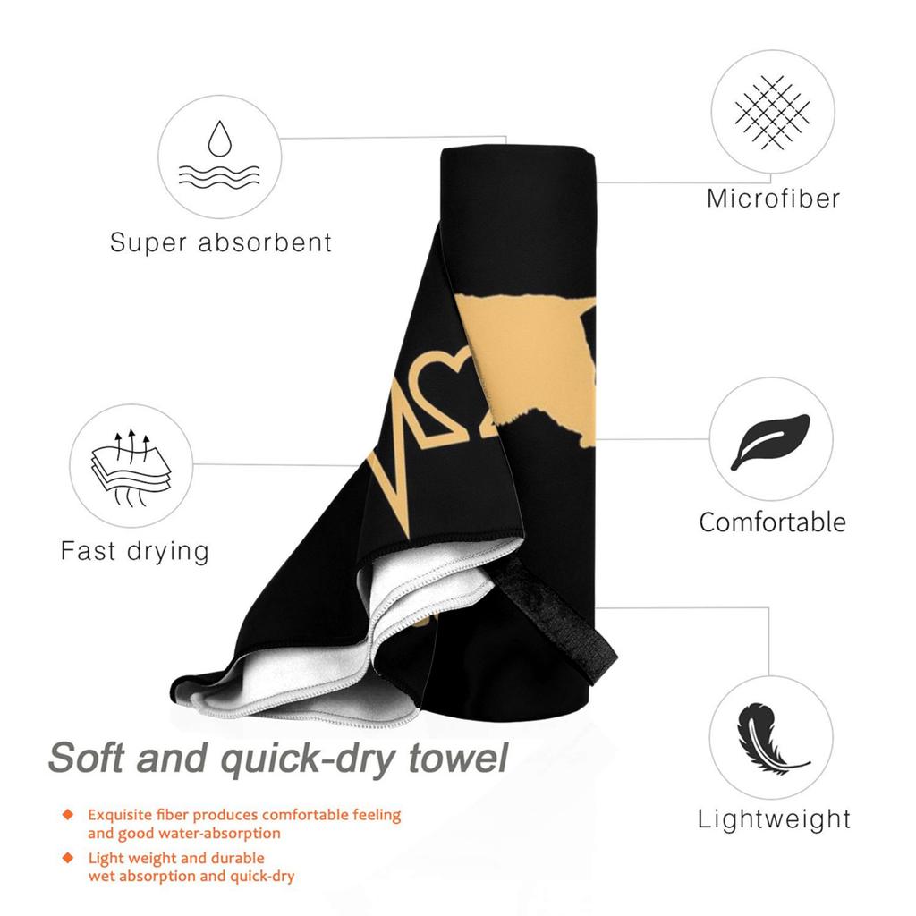 Cocker Spaniel Dog Lover Heartbeat ECG Pulse Pet Breed Paw Beach Towel Soft Microfiber Quick Dry Absorbent Quick Towels For Bath