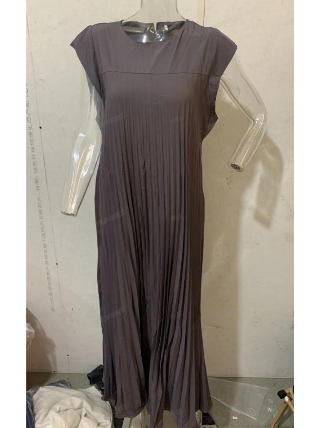 2023 Осень/Зима Европейская и Американская Мода Платье с Круглым Вырезом без Рукавов Плиссированное для Женщин