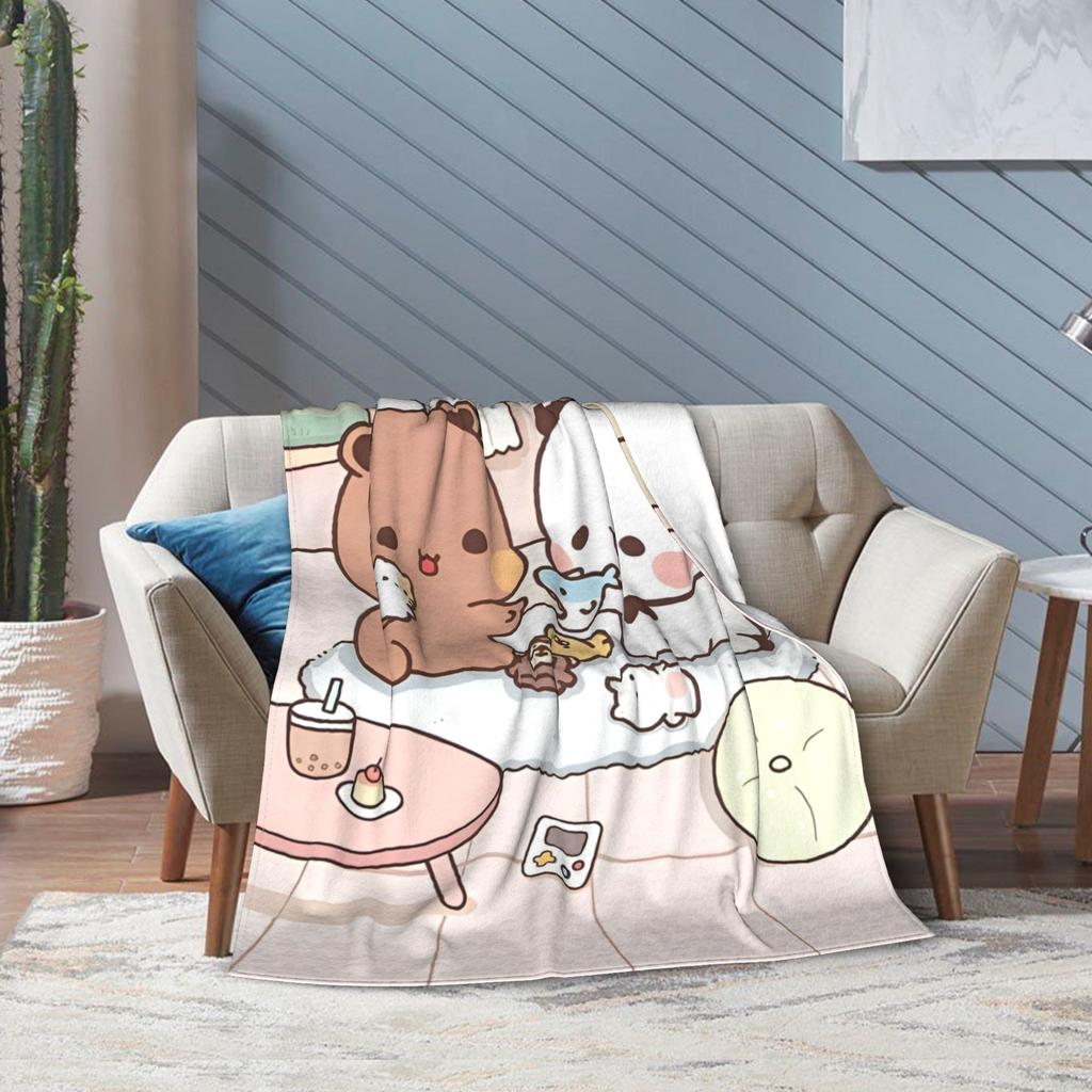 Плед Bubu Dudu для дивана Мягкий уютный плюшевый плед Кавайные медведи для пары 50x60 дюймов Многоразмерный покрывало для всех сезонов