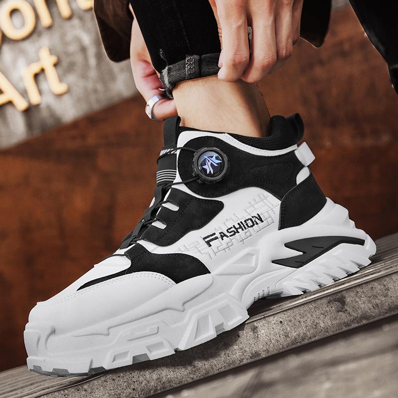 Мужская уличная обувь с вращающейся пряжкой, модная повседневная спортивная обувь, всесезонная, с мягкой подошвой, нескользящая, кроссовки для бега на открытом воздухе, кроссовки для студентов