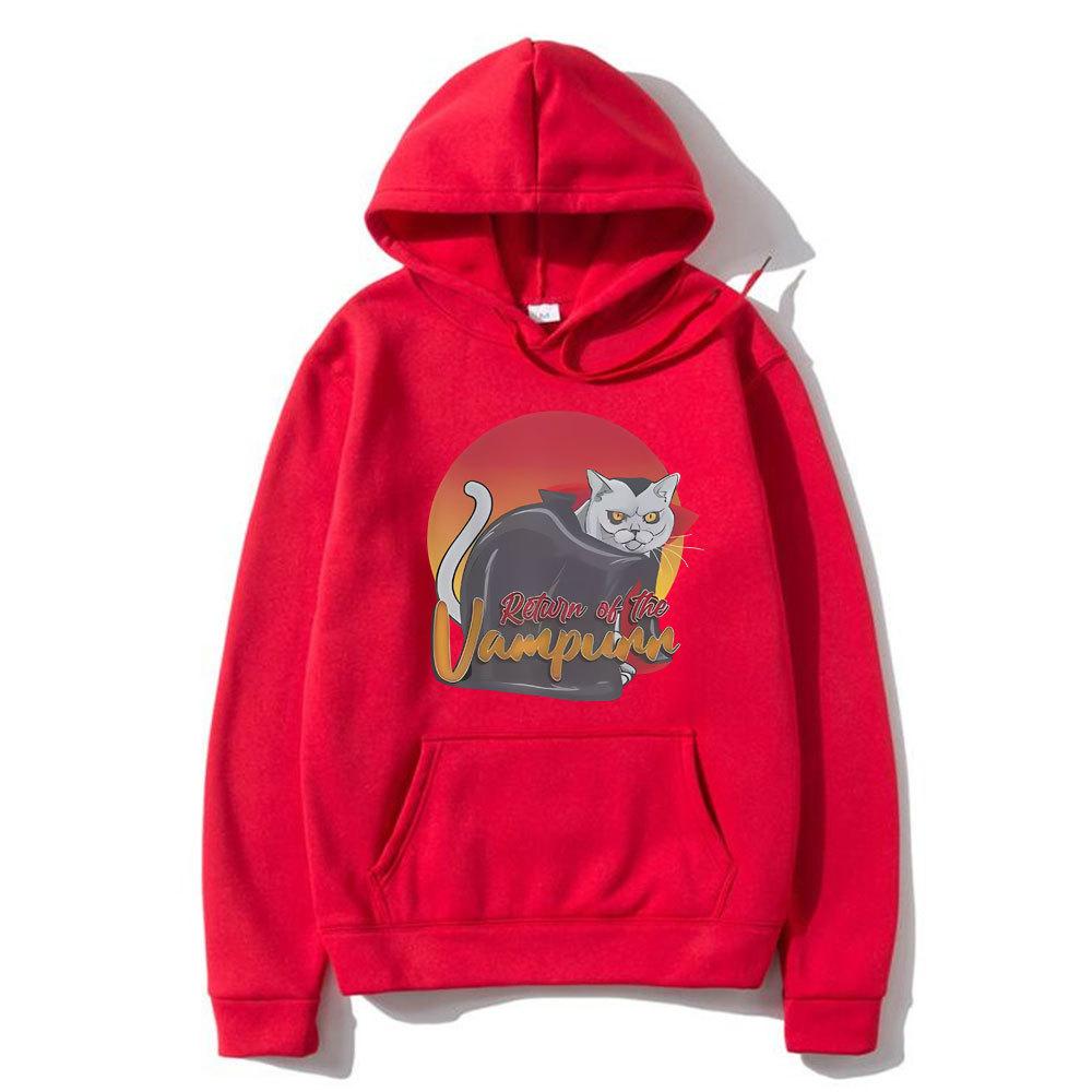 The Return of Vampurr Cat Funny Meme Hoodie Male Casual Autumn Winter Fleece Streetwear