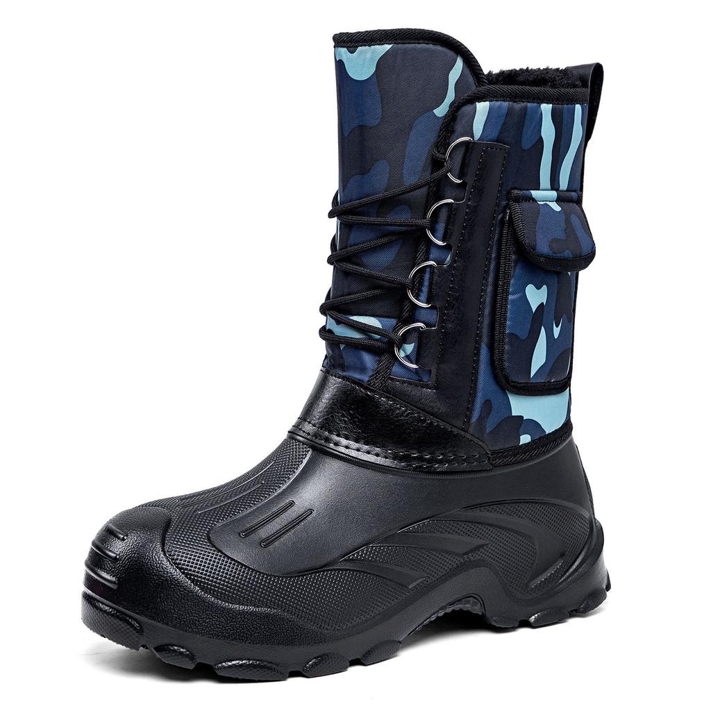 Cotton Shoes with Fleece and Thickened, High-top Snow Boots, Waterproof and Anti-slip, One-foot Cotton Boots