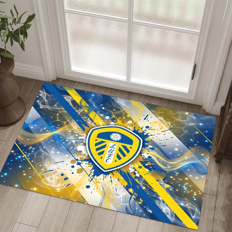 Leeds United Football Design Crystal Velvet Carpet Cozy Non?Slip Printed Rug For Bedroom Living Room Entrance