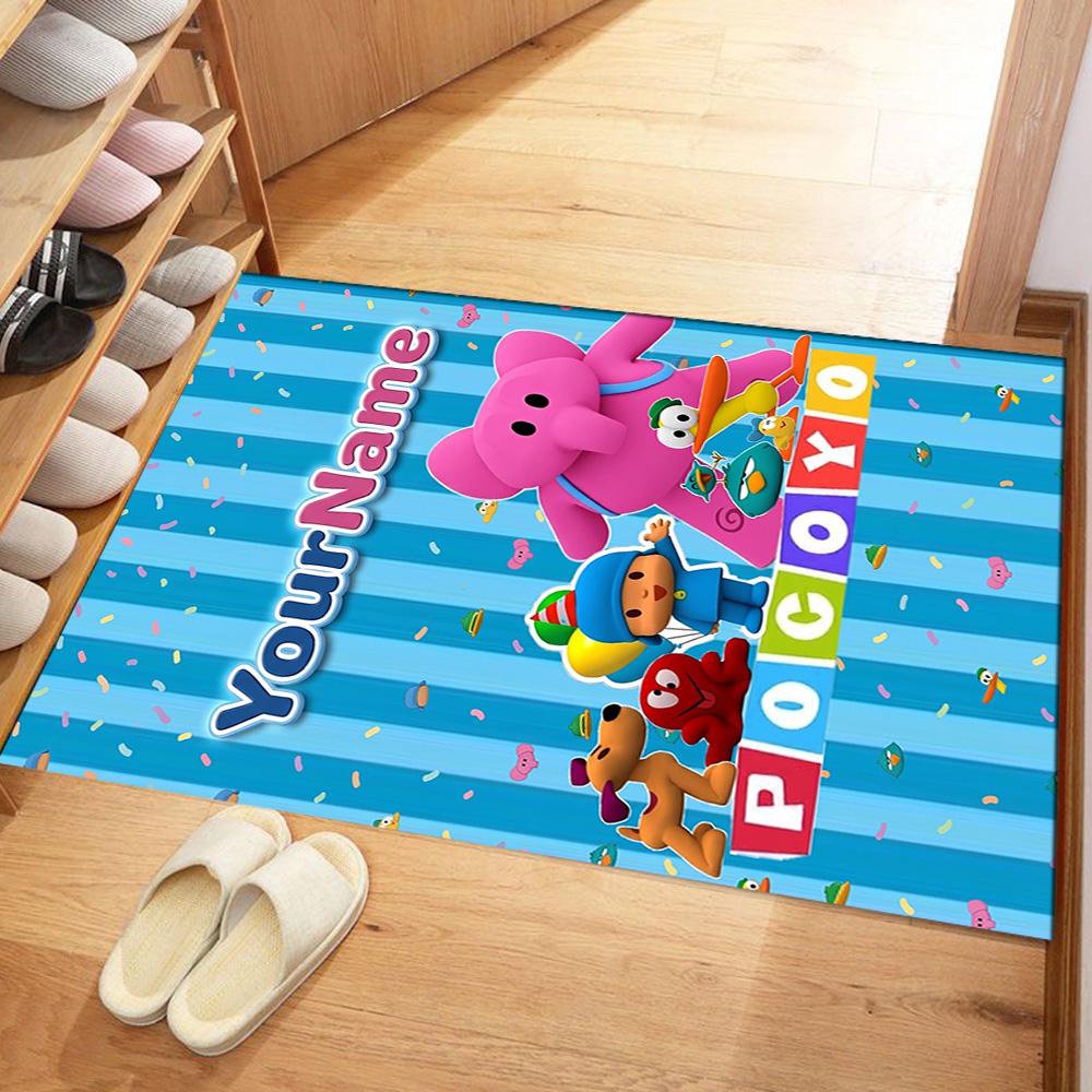 Pocoyo Personalized Name Floor Rug Office Rug Suitable for Dining Room Playrooms Kitchen Entryway Anti-slip Rug Anime Office Decor