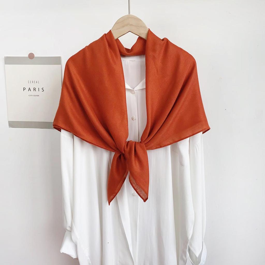 Ethnic Style Solid Color Silk and Cotton-Linen Scarf for Women - Versatile Summer Shawl for Air-Conditioned Rooms