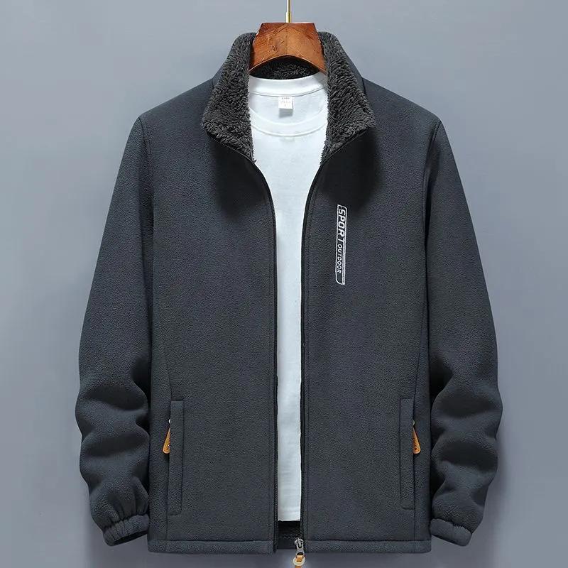 Осень и Зима Мужской Уличный Плюс Бархатный Толстый Свитер Мужская Теплая Одежда Куртка Свободного Большого Размера Флисовая Повседневная Куртка-Кардиган
