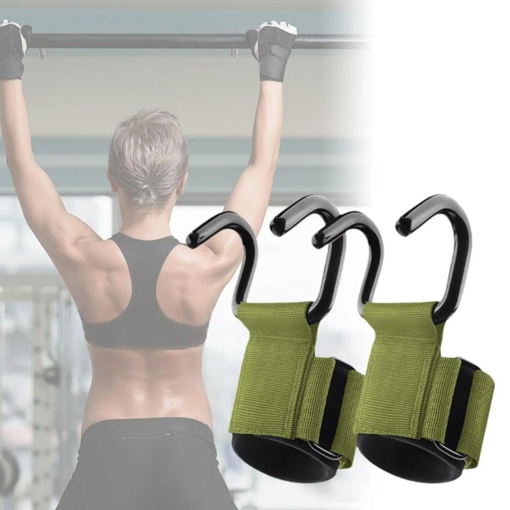 1 pair Adjustable Weight Lifting Grip Hook Pull-up Steel Hook Grips Strap Weightlifting
