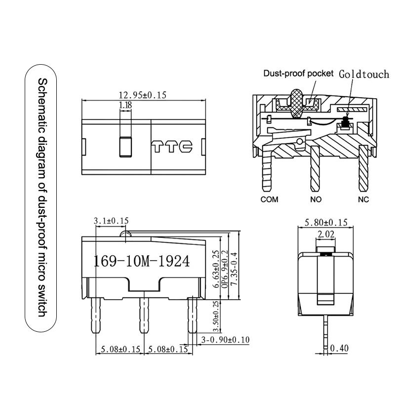 1Pcs Dustproof Ttc Micro Switch Gold Contactor Ttc 80 Million Clicklife Computer Mouse Left Right Micro Swicth Button