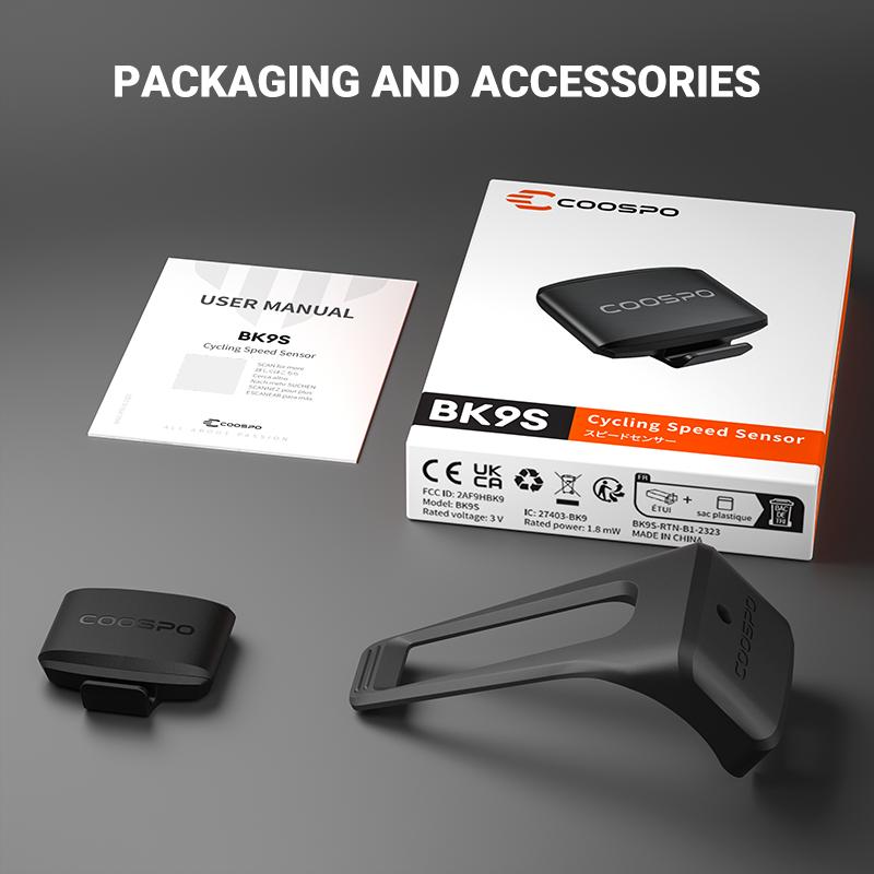 Coospo BK9S Датчик скорости ANT+ Bluetooth Велокомпьютер Велоаксессуары Совместим с Wahoo