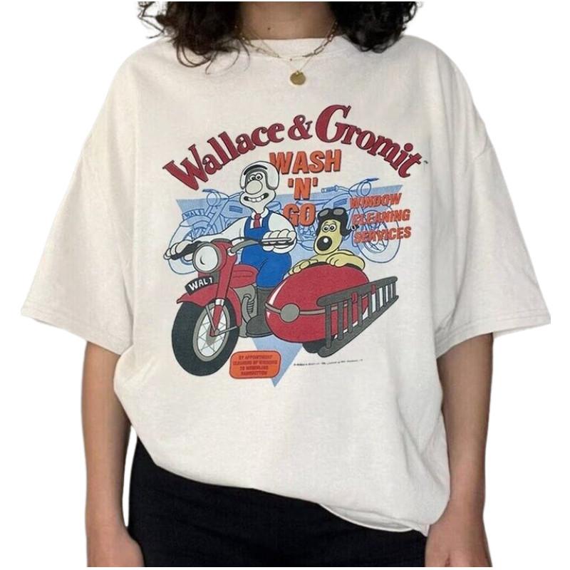 Футболка Wallace and Gromit Wash 'N' Go 1989, Винтажная унисекс футболка Wallace and Gromit 80-х