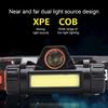 Налобный фонарь XPE COB с двойным источником света, сверхлегкий перезаряжаемый налобный фонарь с магнитным всасыванием, долговечный светодиодный светильник для наружного кемпинга