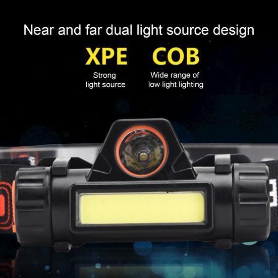 Налобный фонарь XPE COB с двойным источником света, сверхлегкий перезаряжаемый налобный фонарь с магнитным всасыванием, долговечный светодиодный светильник для наружного кемпинга