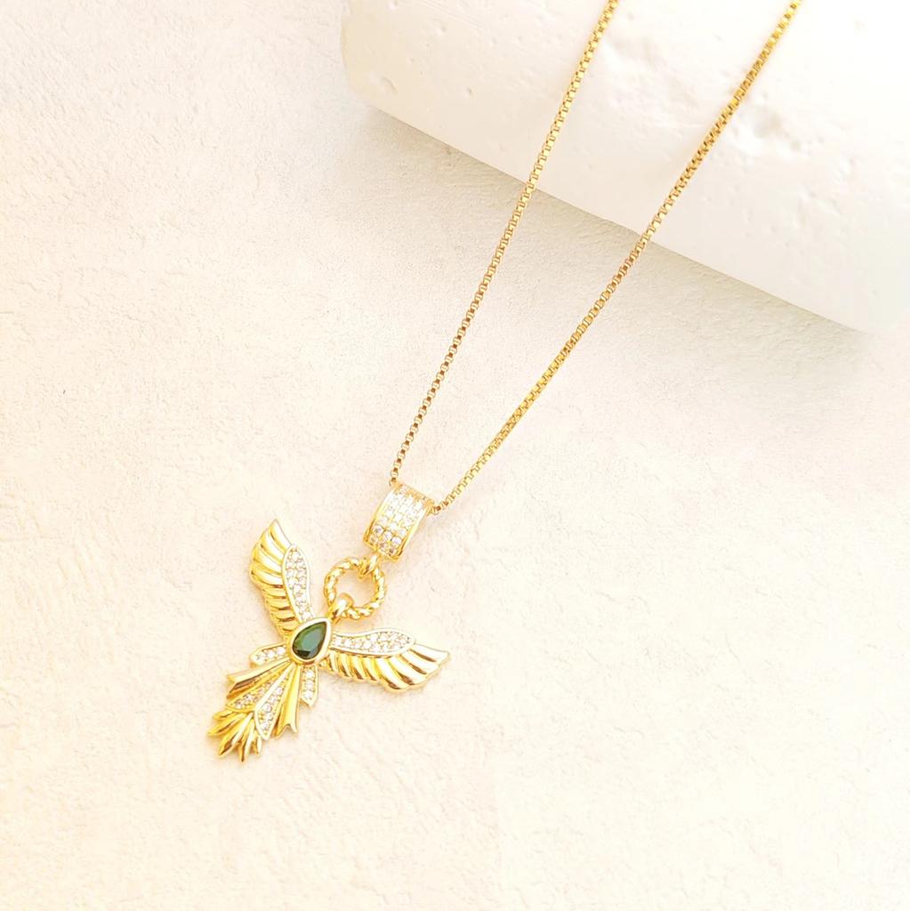 Ожерелье «Крылья ангела» Женское Премиальное Личность Универсальное Атмосферное Циркон Феникс Расправляющий Крылья Подвеска Цепочка на ключицу