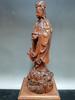 China Antique Decor Wooden Kwan Yin Statue Carved Boxwood Figures Sculpture Art