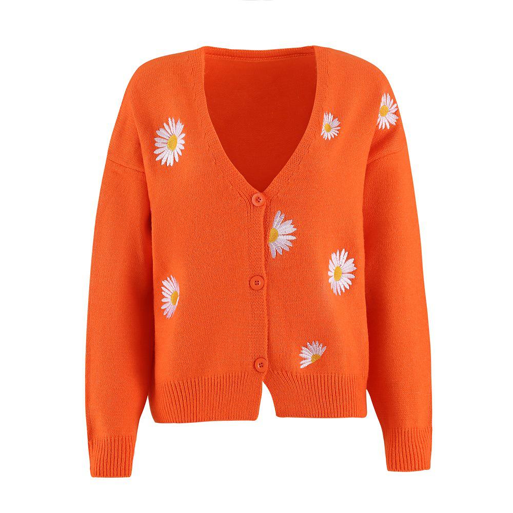 Cross2026 Women's Christmas Abstract Floral Casual Cardigan Sweater