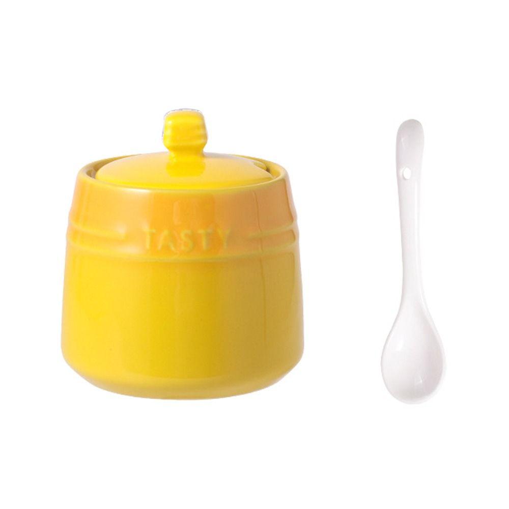 Spoon Ceramic Spice Jar Lid Kitchen Canisters Creative Sugar Pot Salt