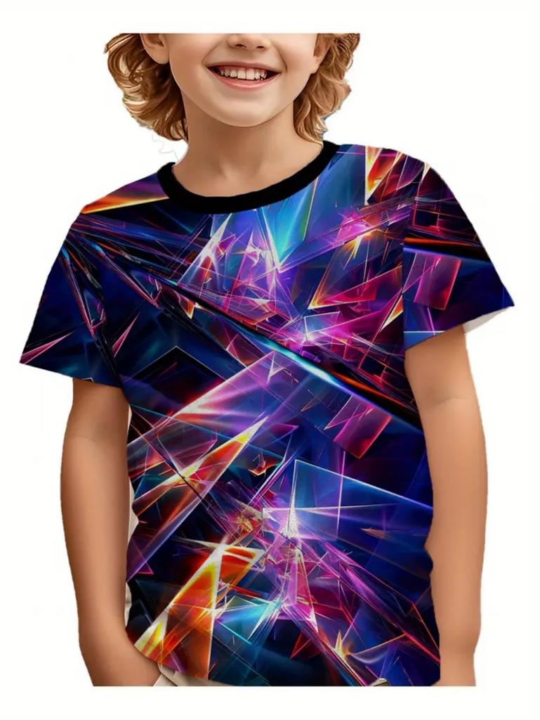 Children's Clothing T-Shirts for Boys Moon Pattern 3D Print Streetwear Short Sleeved Tops Quick-Drying T-Shirts for Children
