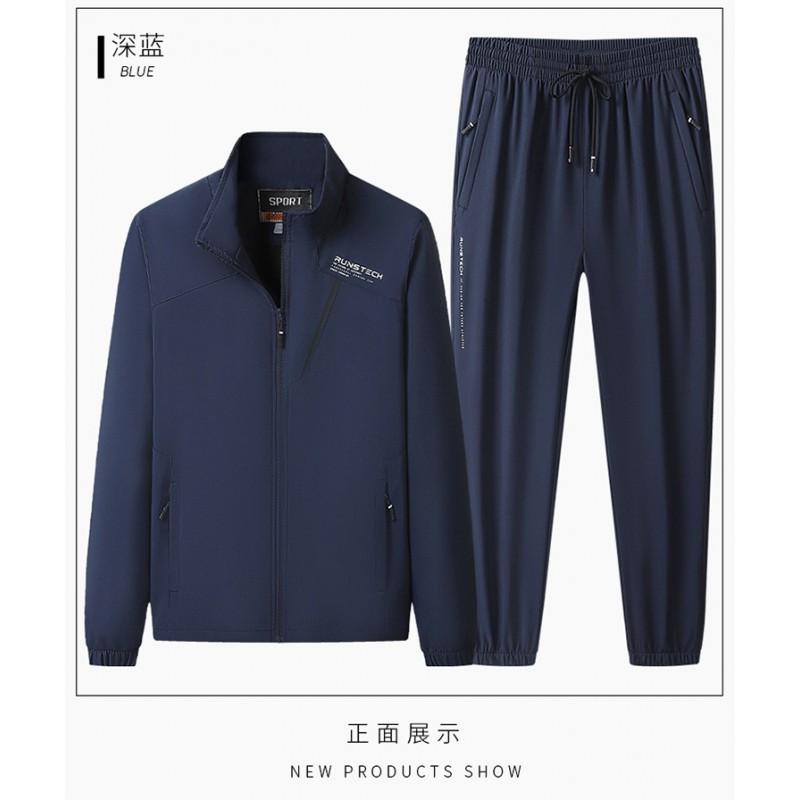 Mens Lightweight Sportswear Set Running Walking Outdoor Activity Casual Long Sleeve Top Pants