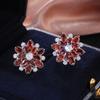 Luxury Sunflower Double-Layer Zircon Women's Stud Earrings - Fashionable Copper Jewelry Accessories