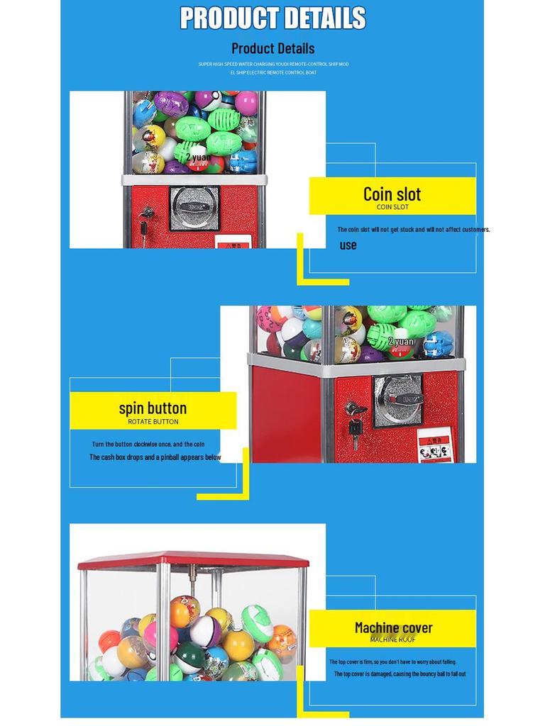Two Yuan Bouncy Ball Gashapon Machine for Kids - Vending and Amusement Toy