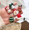 Персонализированные рождественские мультяшные кольца: Санта, Олень, Снеговик и Ёлочные украшения