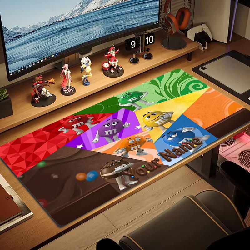 M&M's Custom Name Large Size Mouse Pad Large Gaming Table Cushion Non-slip Laptop Tablet Big Mousepad XXL Mat Mini PC Playmat With Lock edge