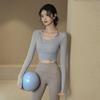 Женские топы для йоги весна/лето: Облегающий крой, длинный рукав, накладная грудь, модная спортивная одежда