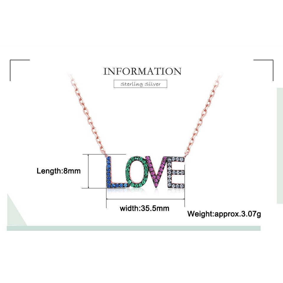 Umcho Красочная Радужная цепочка с надписью LOVE, однотонное ожерелье из стерлингового серебра 925 пробы для женщин, подарок на день рождения, ювелирные изделия