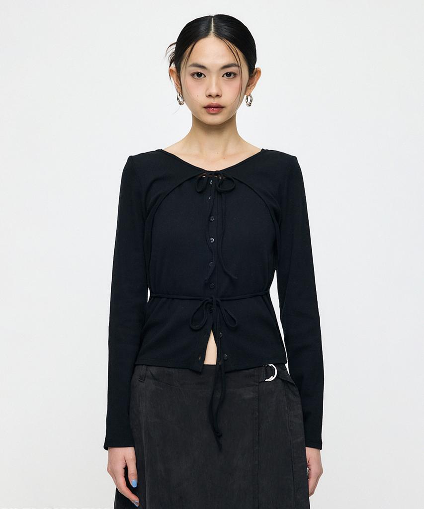INSILENCE WOMEN [Moussy] Layer Cut Top Black
