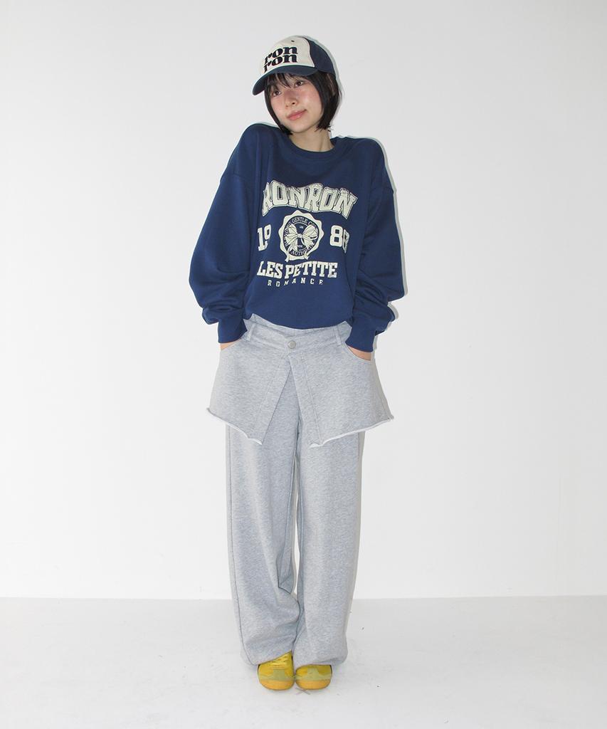 RONRON Skirt Layered Sweat Pants Gray