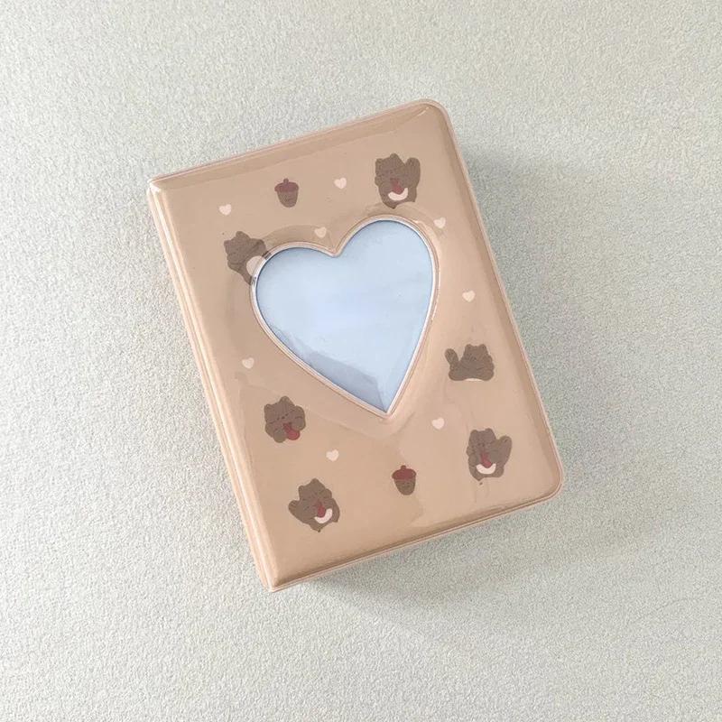 Милый медведь фотоальбом 3 дюйма сердце любовь полый чехол для хранения фотографий Kpop папка для карточек имя карточная книга держатель для фотокарт 40 карманов