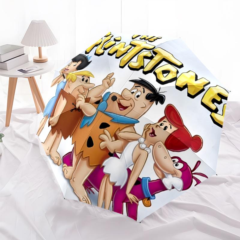 Flintstones Fashionable Automatic Opening/Closing Folding Umbrella. Portable and Foldable, Ideal for Gift, Travel, and Daily Use.