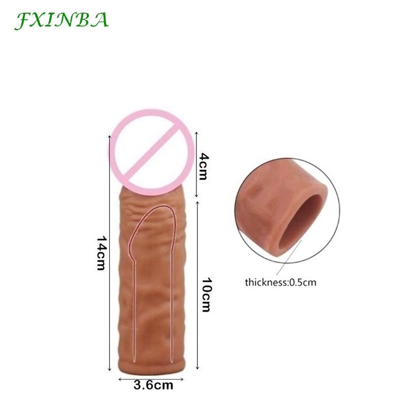 FXI 14-27 см реалистичный рукав-удлинитель для увеличения члена, задержка эякуляции, многоразовый презерватив, мужские секс-игрушки