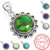 925 Sterling Silver Pendant Women Gemstone Handmade Jewelry Thanksgiving Gift Blue Green Purple Copper Turquoise Pearl Lapis Mother Of Pearl Cocktail
