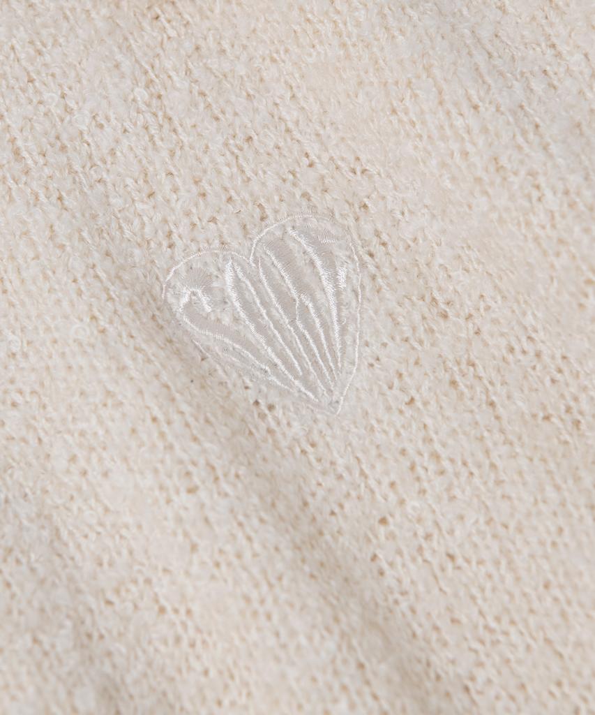 SOME PLACE Washable Half Heart Logo Embroidered Half-Zip Knit Oversized [Beige]