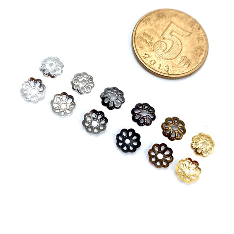 300Pcs 6mm DIY Bead Caps Hollow Flower End Cap Connectors for Jewelry Making
