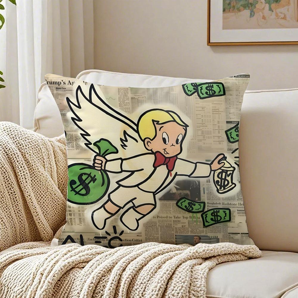 Urban Pop Art DDollar Alec Monopoly Cushion Cover Linen Pillowcase Soft for Sofa Bed Home Room Decor