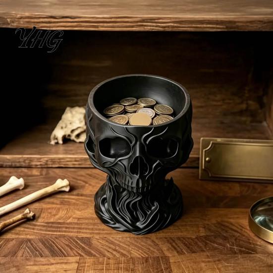Personalized DIY Ornament 3D Printed Gothic Skull Decorative Catchall Bowl, Storage Holder for Key Modern Tabletop Sculpture Coin Jewelry, Dark