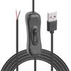 2-контактный USB-папа к открытому концу с 2 жилами, кабель USB 5 В для быстрой зарядки с переключателями для светодиодной подсветки, охлаждающего вентилятора, динамика