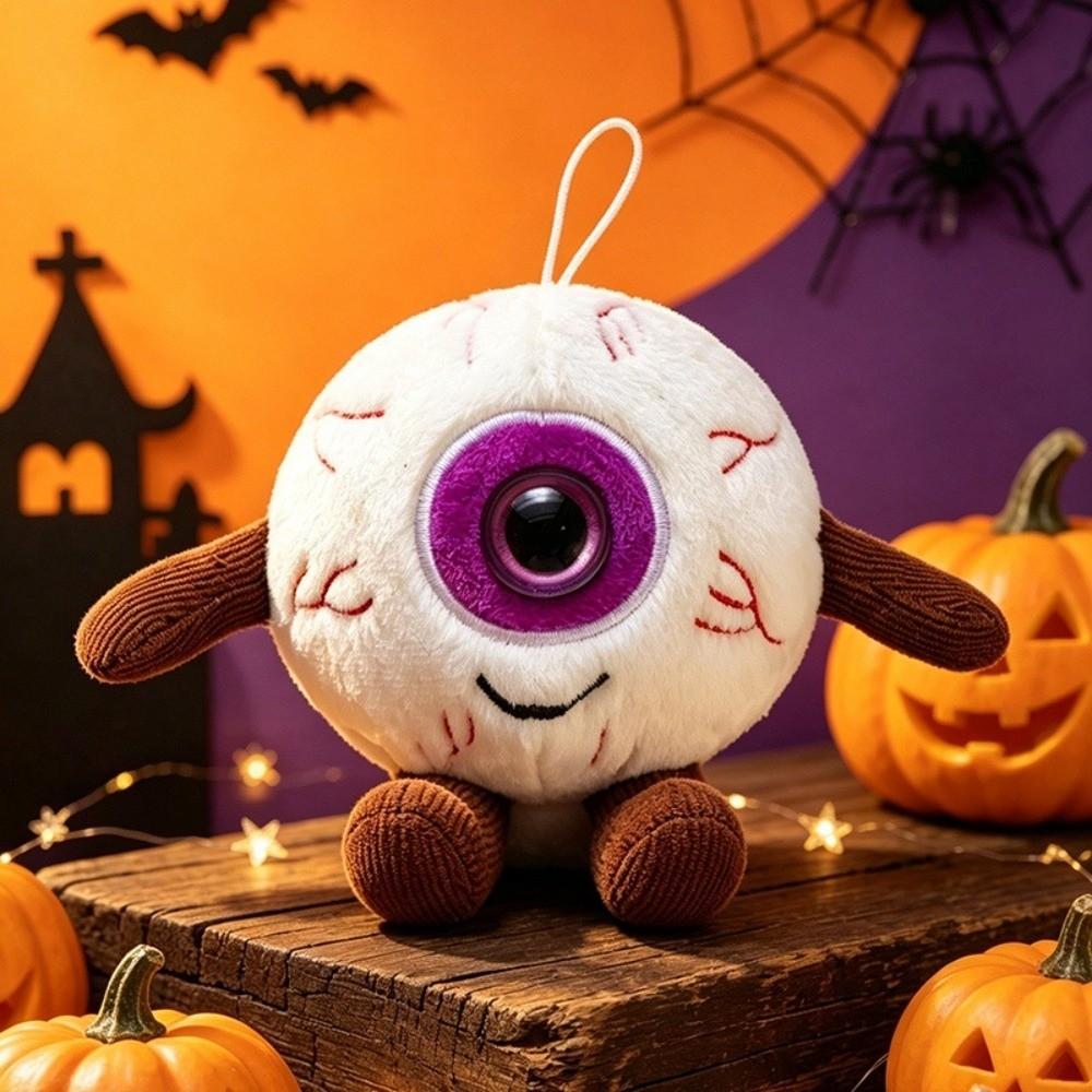 Soft Plush Halloween Scary Eye Pendant Cartoon Eyeball Plush Toy Car Pendant Party Favor