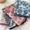 Flower Pattern Hair Scarf Double Sides Head Handkerchief Trendy Silk Scarf  Spring Summer Fall
