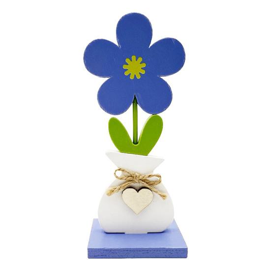 5Pcs/Set Wooden Flower Ornament with Base Boho Farmhouse Rustic 3D Colorful Flower Wood Table Sign Centerpiece Home Office Desktop Decoration