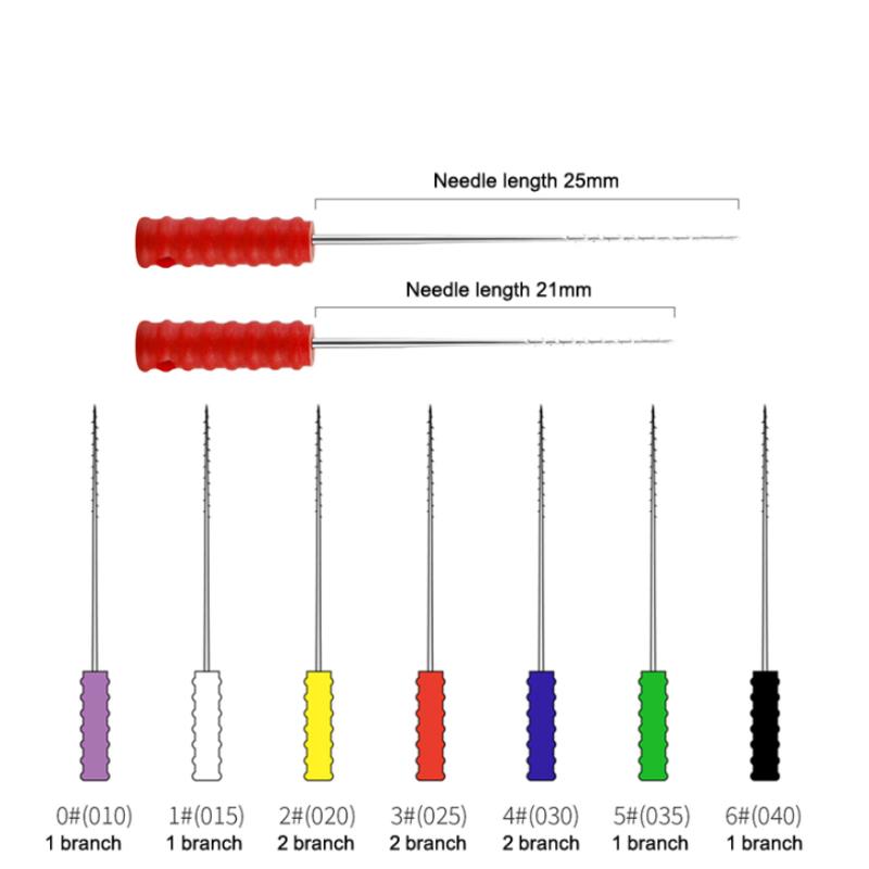 10 шт. Стоматологические нервные колючие броши Эндодонтические инструменты Корневой канал 21/25 мм Очистка Ручные файлы Ручка Стоматологические инструменты